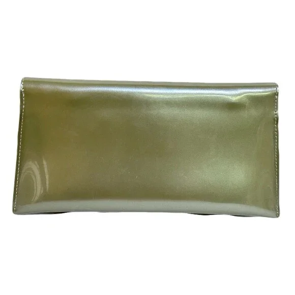 Vintage Beijo Sage Pearl Patent Clutch Shoulder Bag EUC 10x5.25x2 Chain Strap - Picture 5 of 10